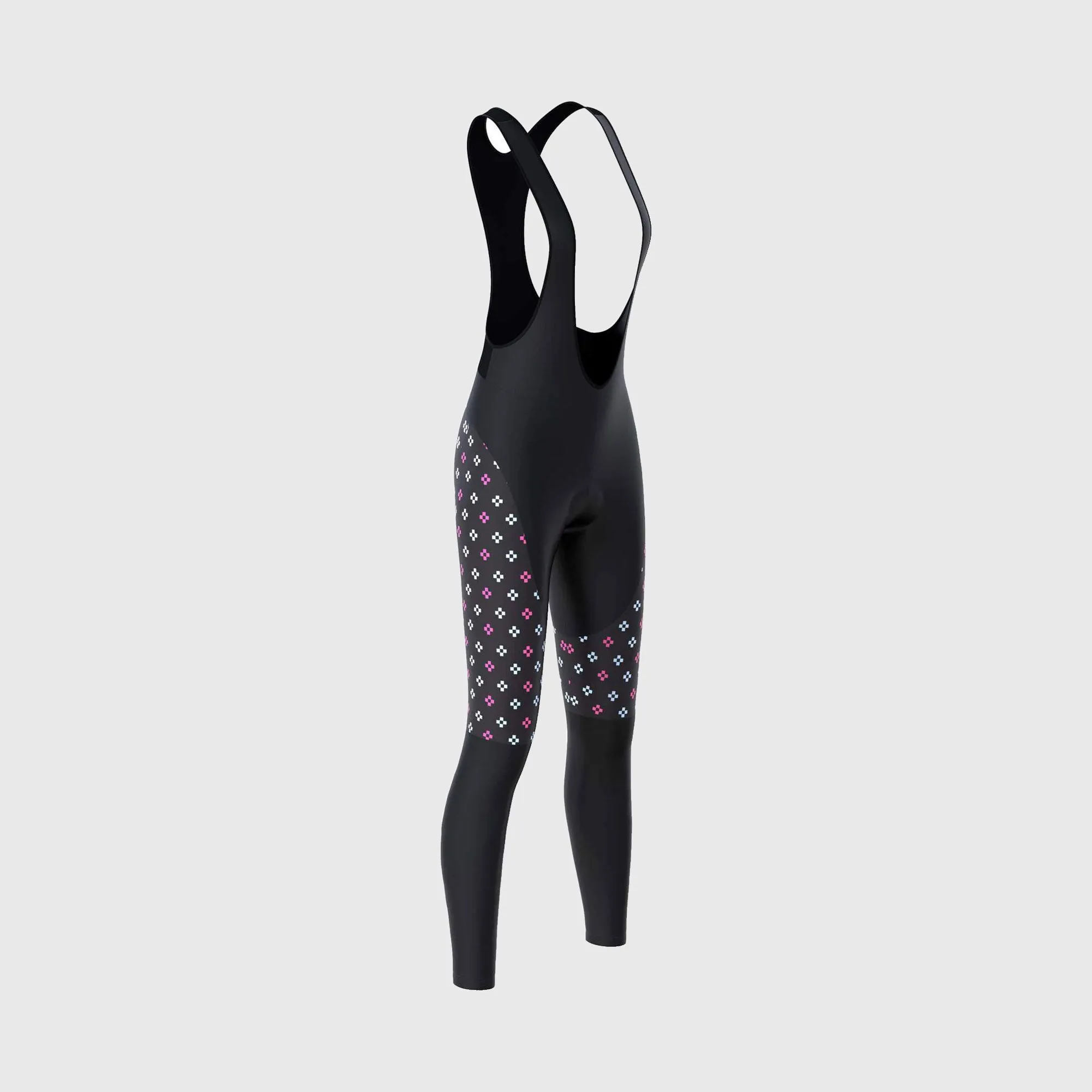 Fdx Ripple Pink Women's & Girl's Padded Winter Cycling Bib Tights