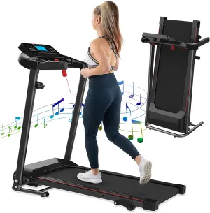 FYC Folding Treadmills for Home with Incline and Bluetooth, 2.5HP Portable Running Machine Electric Compact Treadmills Foldable for Exercise Home Gym Fitness Walking Jogging
