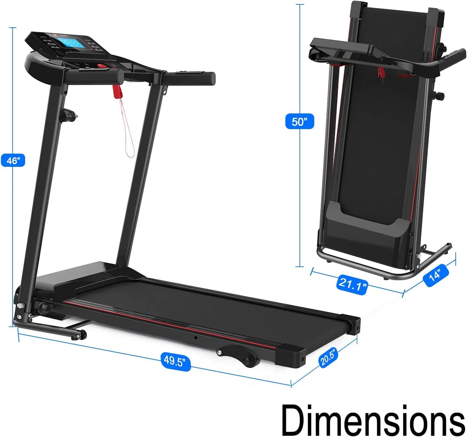 FYC Folding Treadmills for Home with Incline and Bluetooth, 2.5HP Portable Running Machine Electric Compact Treadmills Foldable for Exercise Home Gym Fitness Walking Jogging