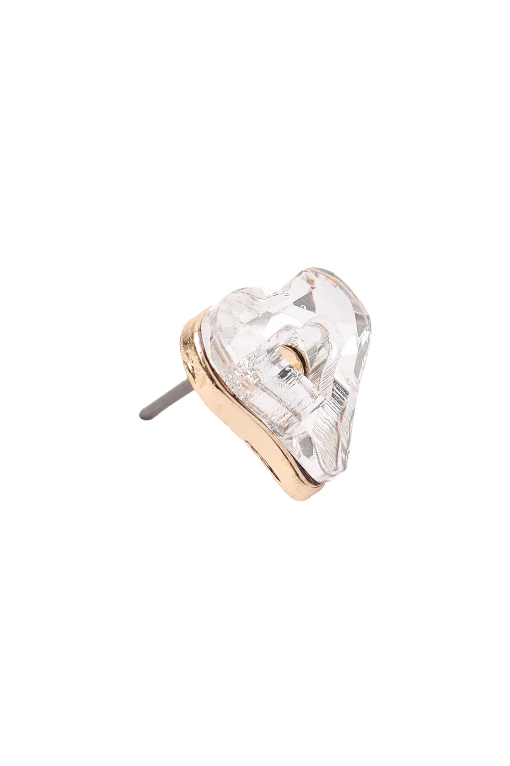 GLASS OPEN HEART POST STUD EARRINGS