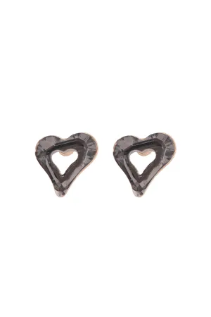 GLASS OPEN HEART POST STUD EARRINGS