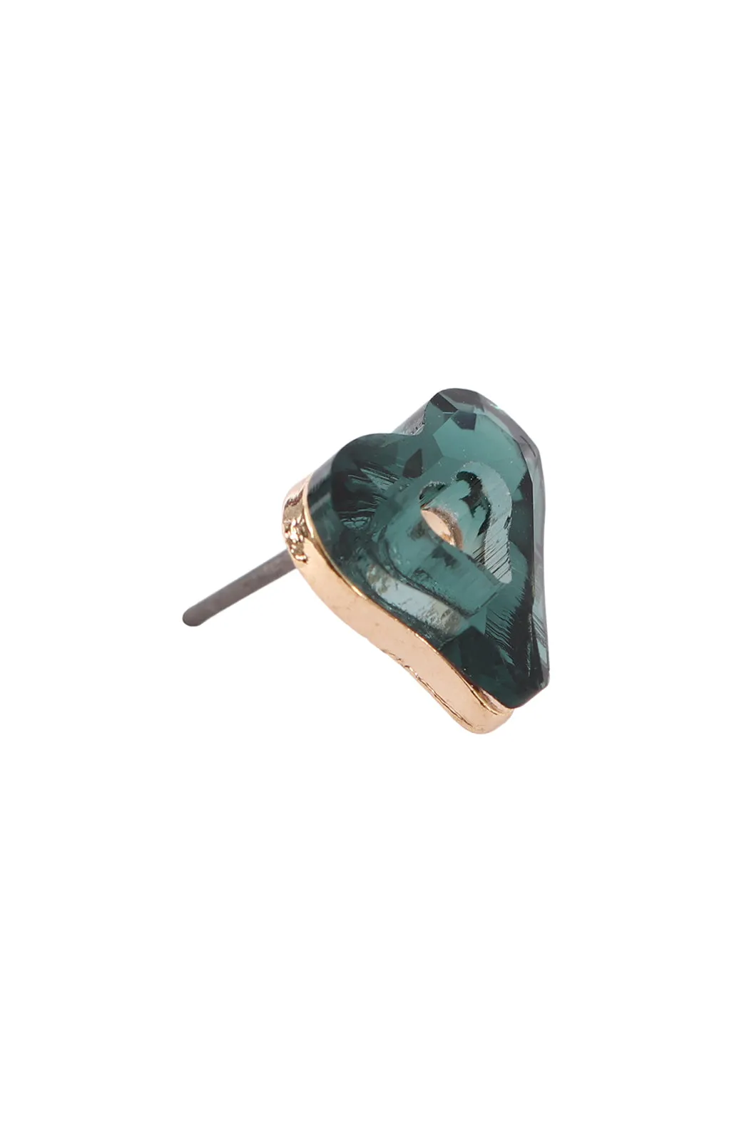 GLASS OPEN HEART POST STUD EARRINGS