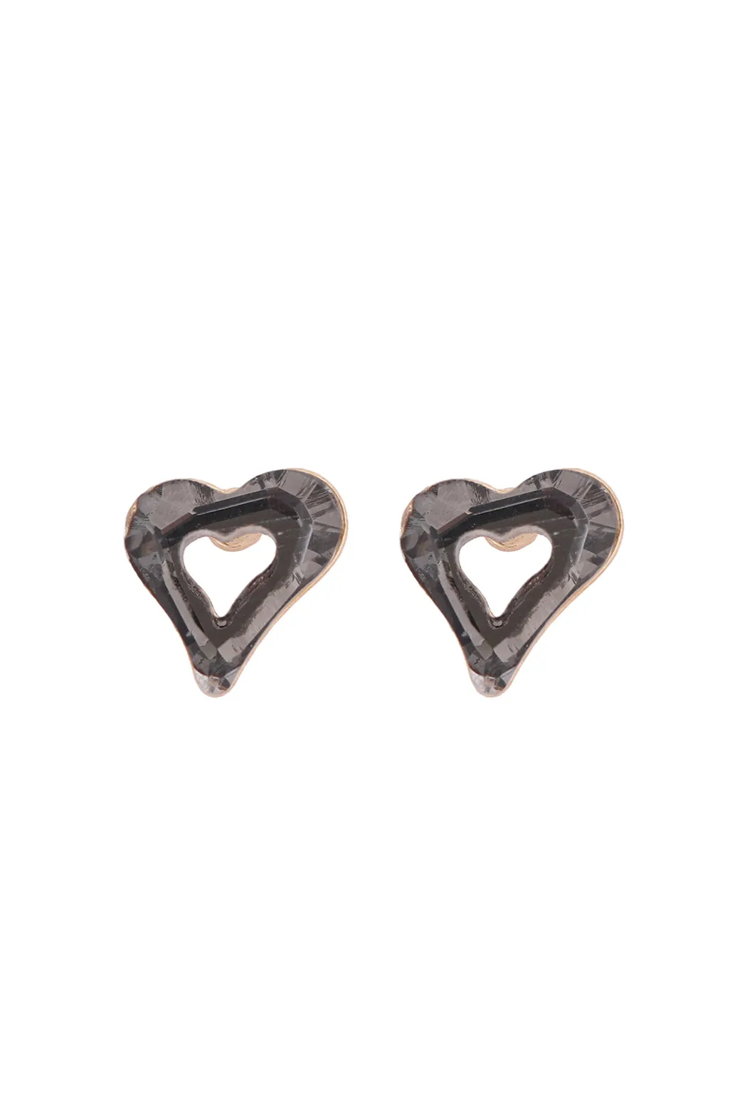 GLASS OPEN HEART POST STUD EARRINGS