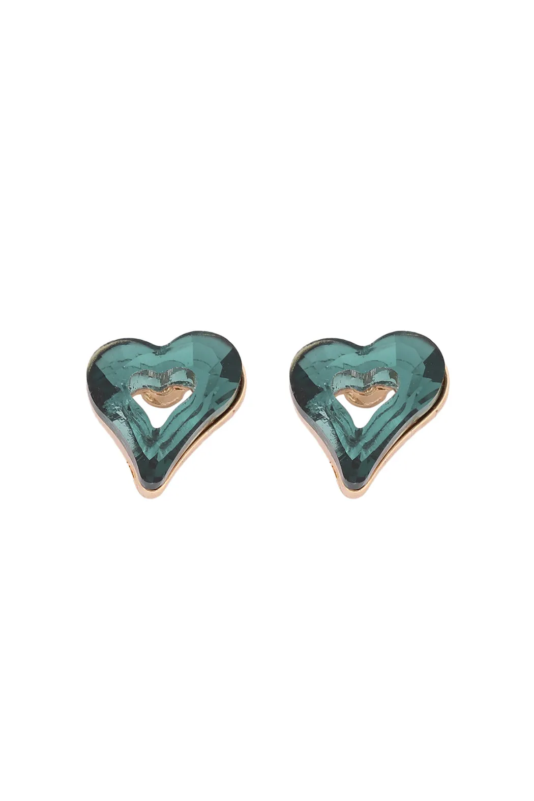 GLASS OPEN HEART POST STUD EARRINGS