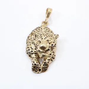 Gold Running Leopard Necklace for him or her in solid 14kt gold