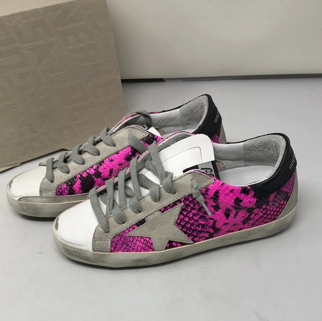 Golden Goose Pink and Black Snakeskin Leather Sneaker