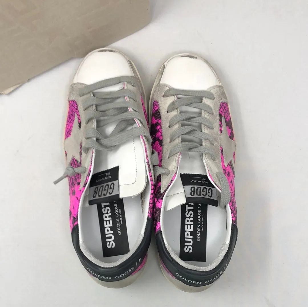 Golden Goose Pink and Black Snakeskin Leather Sneaker