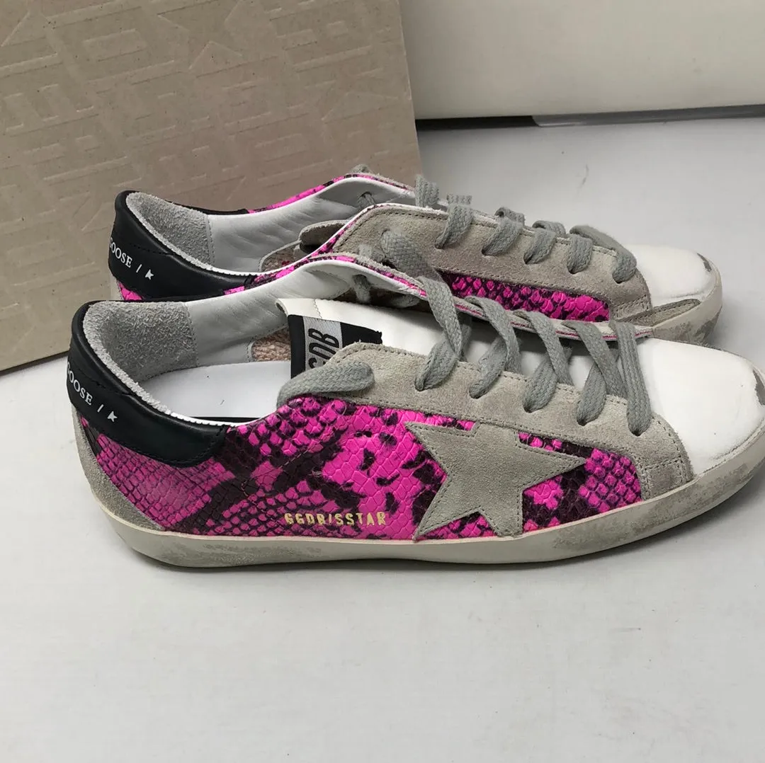 Golden Goose Pink and Black Snakeskin Leather Sneaker