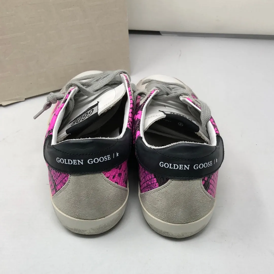 Golden Goose Pink and Black Snakeskin Leather Sneaker