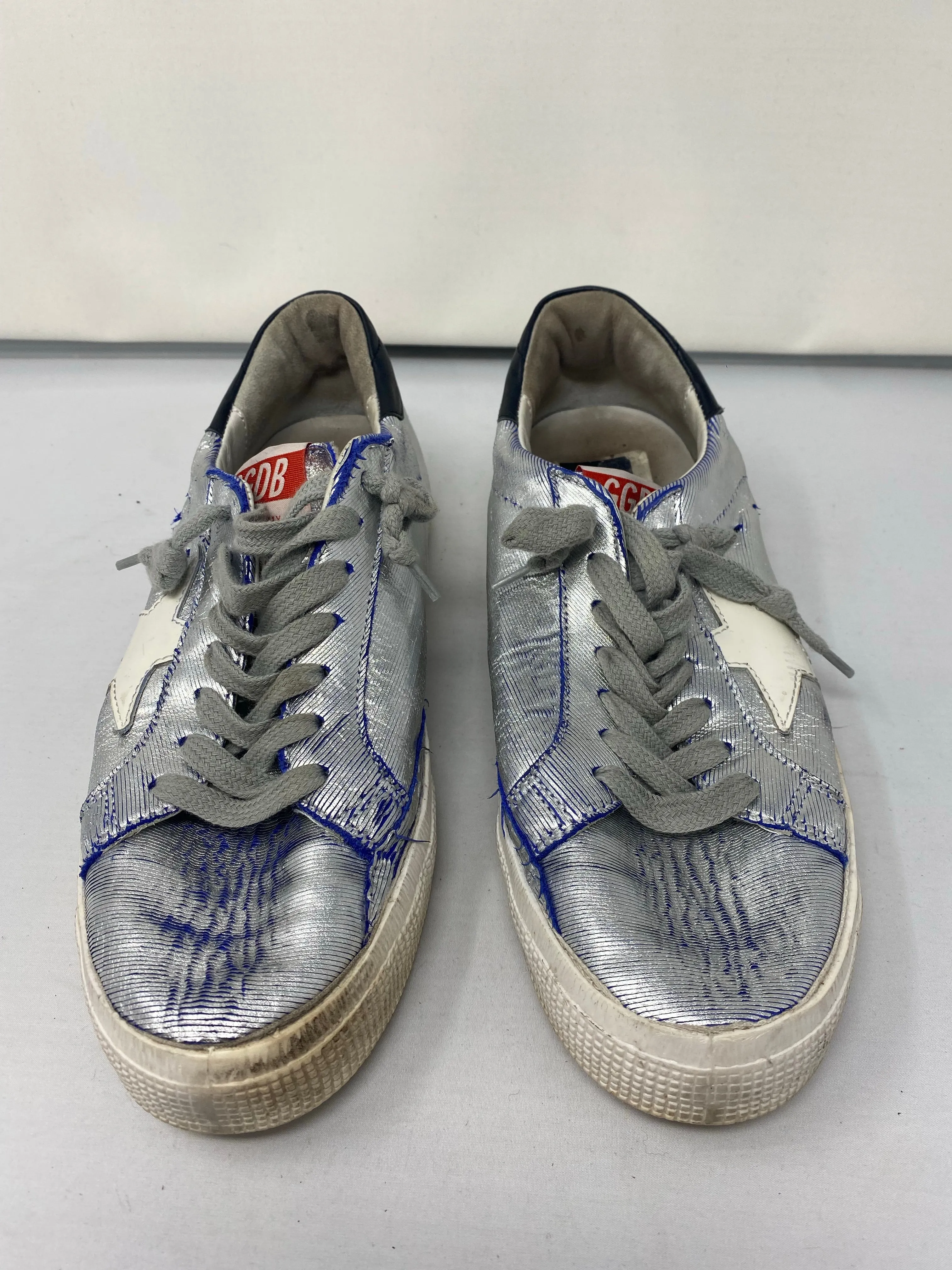 Golden Goose Silver Metallic MAY Sneaker with White leather Star