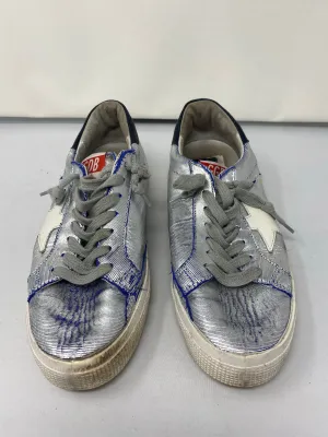 Golden Goose Silver Metallic MAY Sneaker with White leather Star