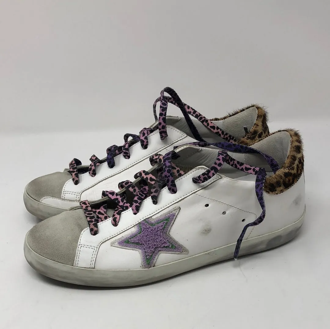 Golden Goose Super Star White leather Sneaker with Leopard Back