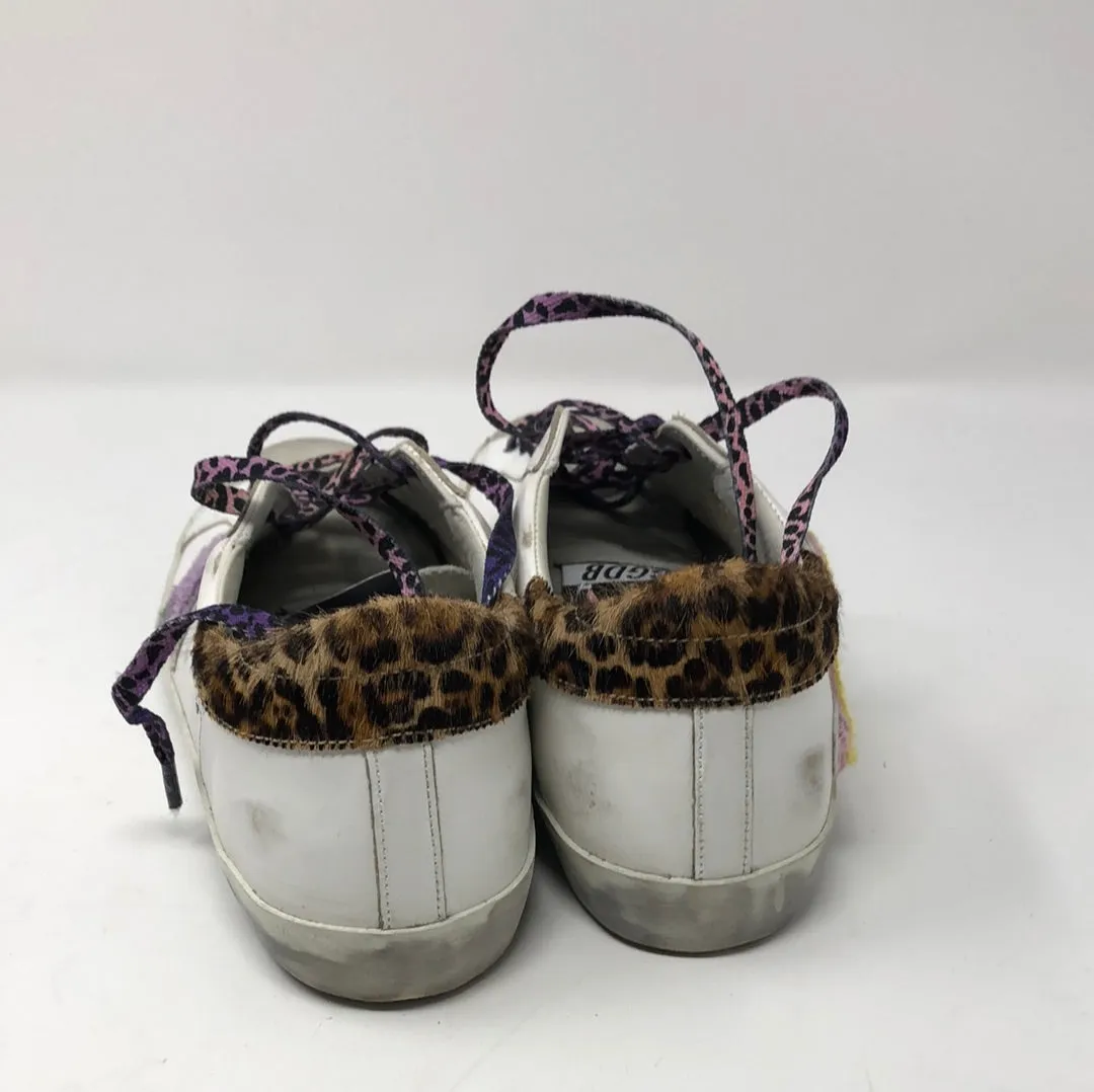 Golden Goose Super Star White leather Sneaker with Leopard Back
