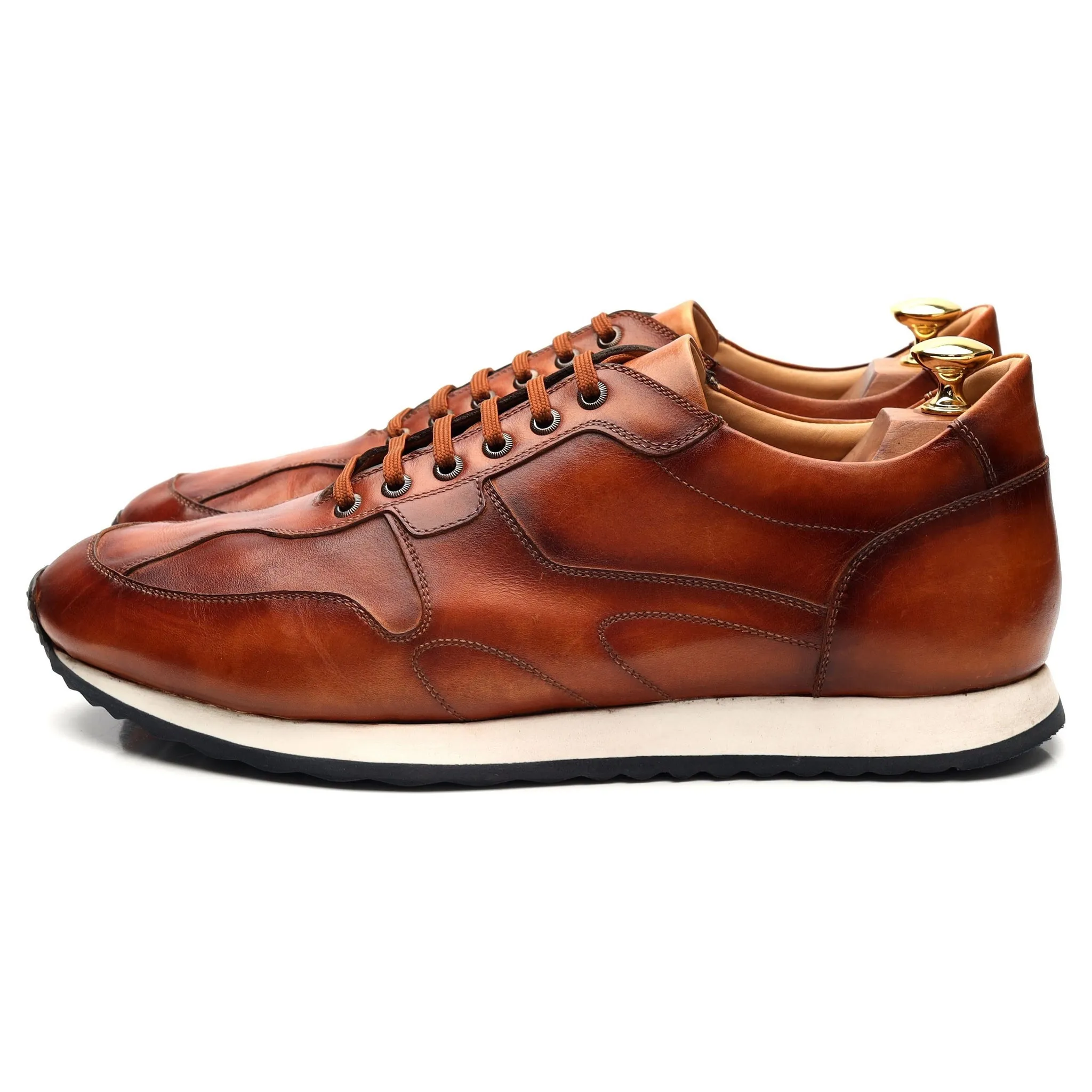'Goodwood' Tan Brown Leather Sneakers UK 9.5 F