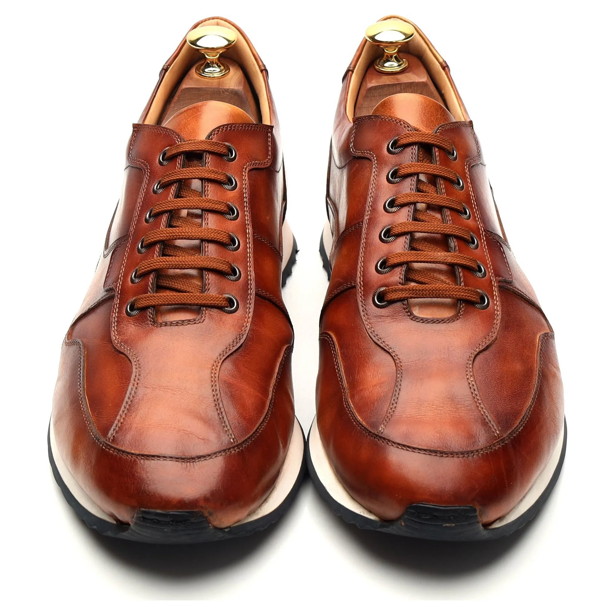 'Goodwood' Tan Brown Leather Sneakers UK 9.5 F