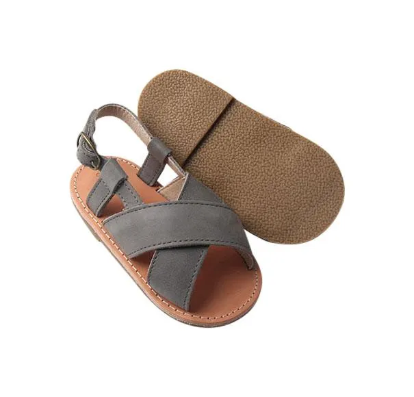 Gray - Cross Sandal - US Size 5-9 - Hard Sole