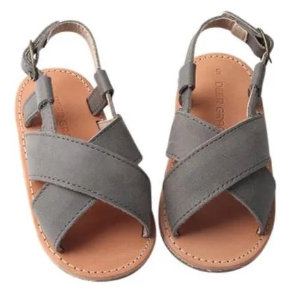 Gray - Cross Sandal - US Size 5-9 - Hard Sole