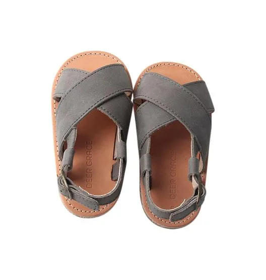 Gray - Cross Sandal - US Size 5-9 - Hard Sole