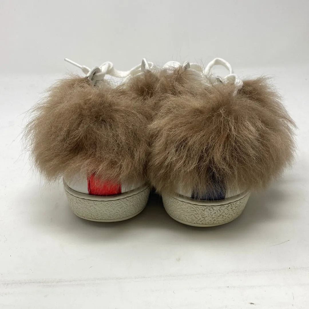 Gucci Fur Lined White leather Bumblebee Sneaker