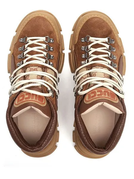 Gucci Men's GG Flashtrek Monogram Suede Sneaker in Brown
