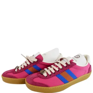 GUCCI Web GG Bee Low Top Suede Sneakers Pink 525292 US 6.5