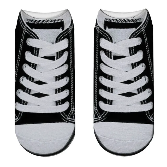 Hot 3D Printed Canvas Shoes Low Cut Ankle Socks