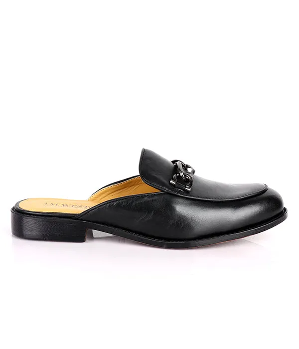 John Foster Genuine Leather Horsebit Men's Mules|Black