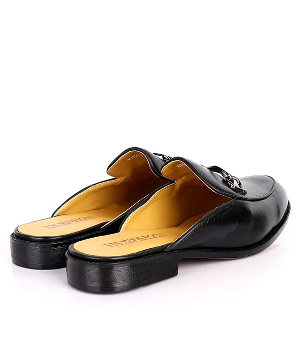 John Foster Genuine Leather Horsebit Men's Mules|Black