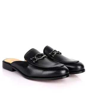 John Foster Genuine Leather Horsebit Men's Mules|Black