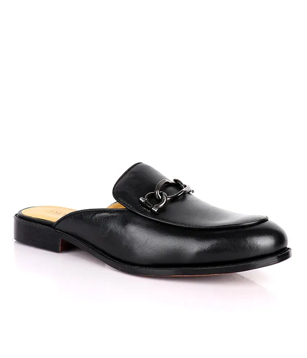 John Foster Genuine Leather Horsebit Men's Mules|Black