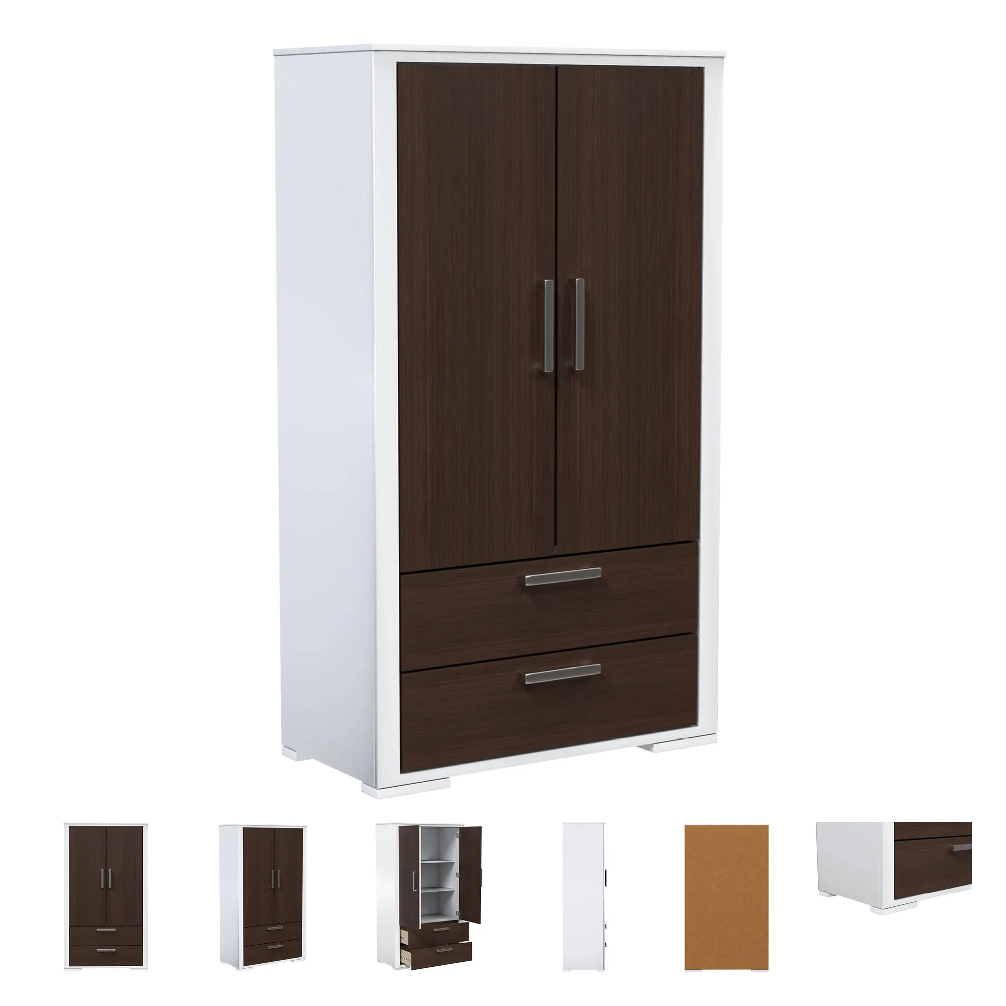 Karlstad Wardrobe - White and walnut