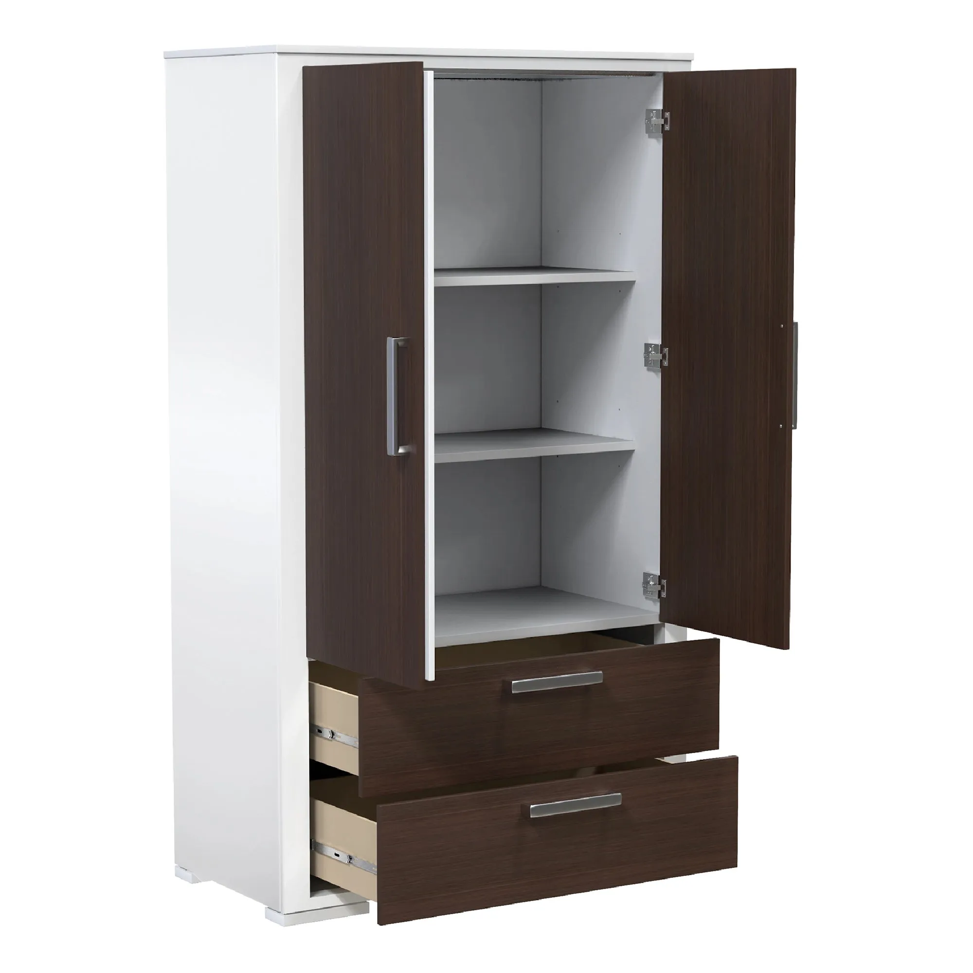 Karlstad Wardrobe - White and walnut