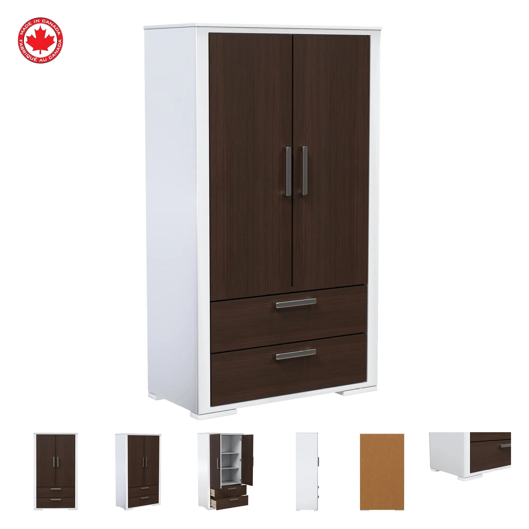 Karlstad Wardrobe - White and walnut