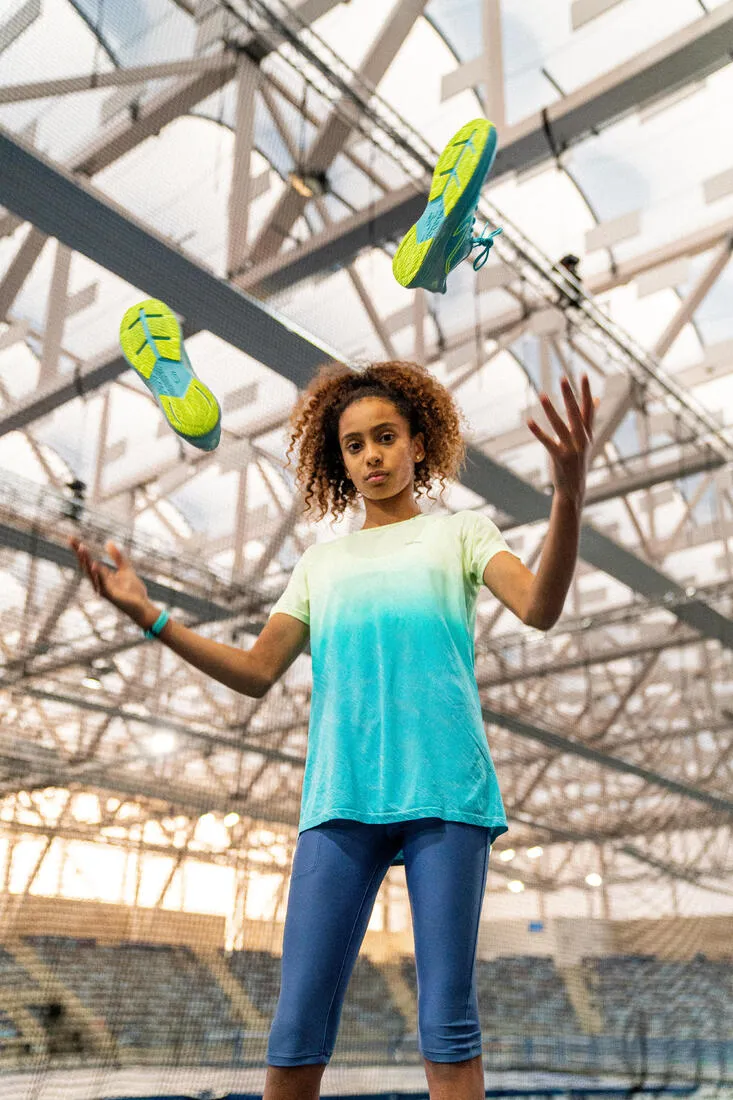 Kids' cropped bottoms-KIPRUN dry denim