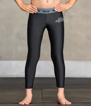 Kids' Plain Black Compression Training Spat Pants