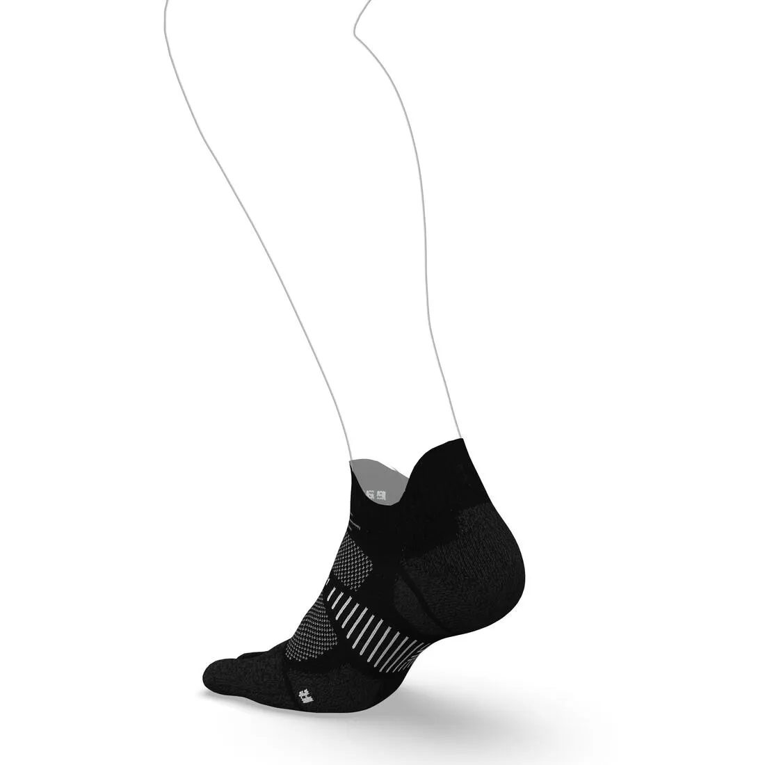 KIPRUN run900 Running 5-Finger Fine Invisible Socks - Black