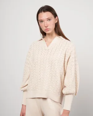 lace polo - ivory