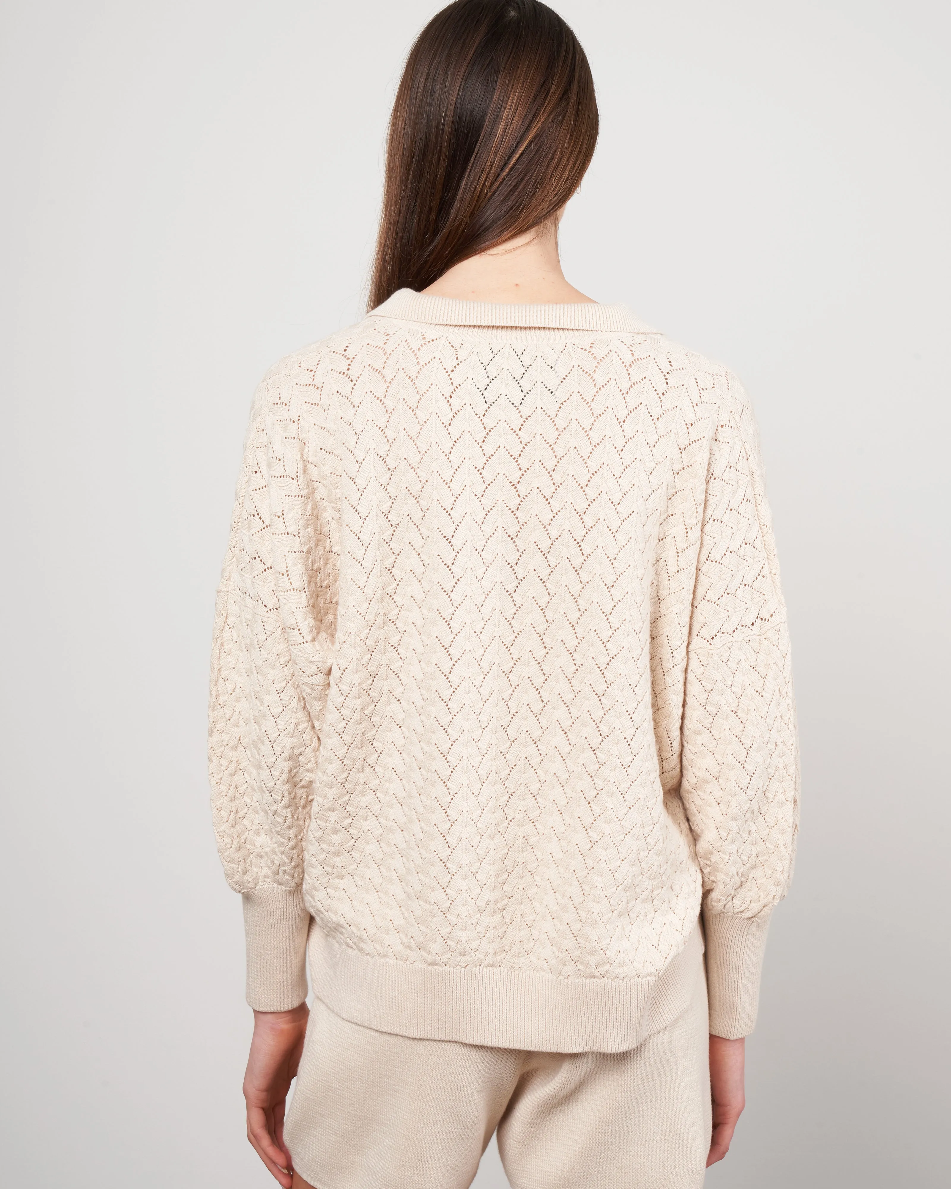 lace polo - ivory