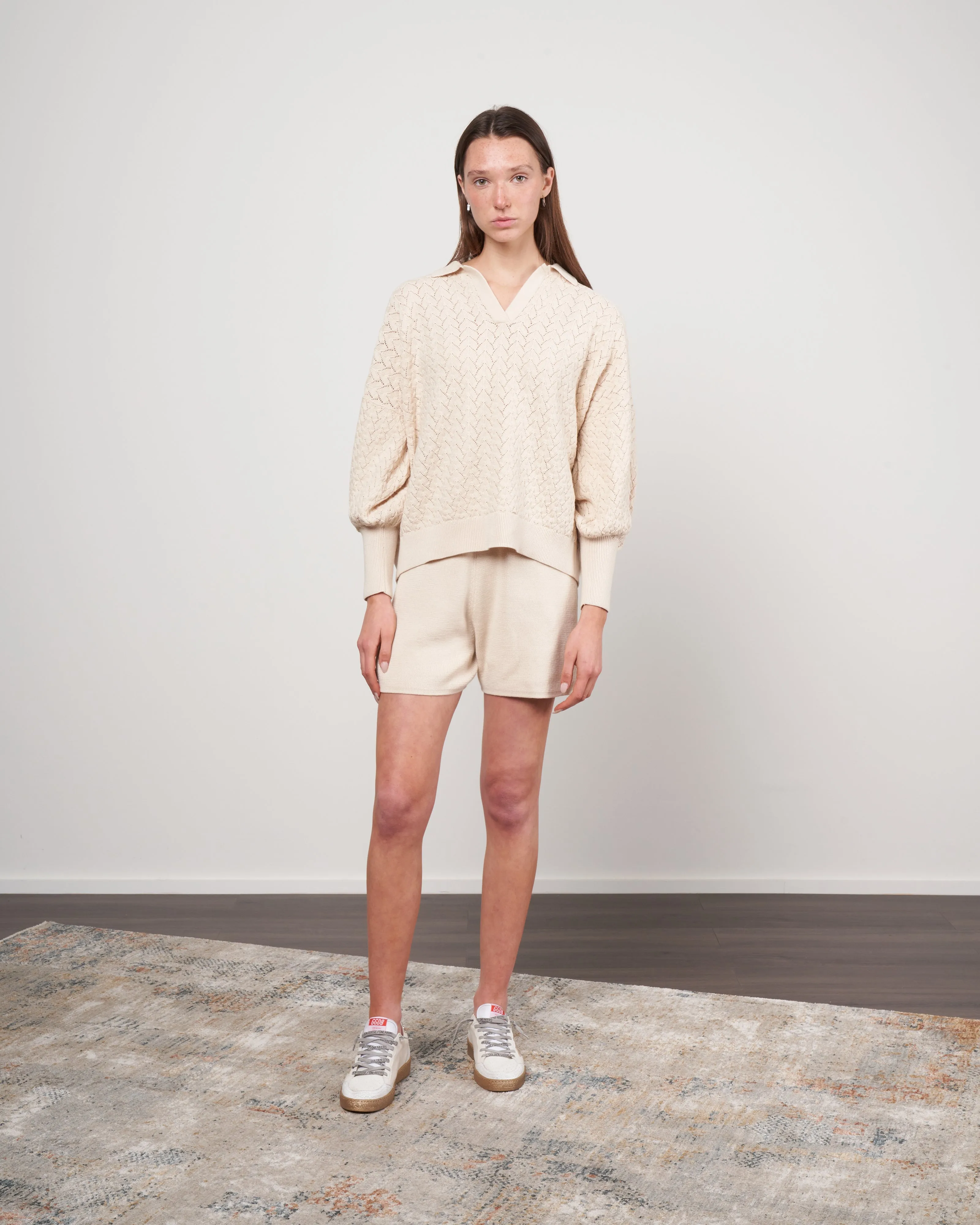 lace polo - ivory
