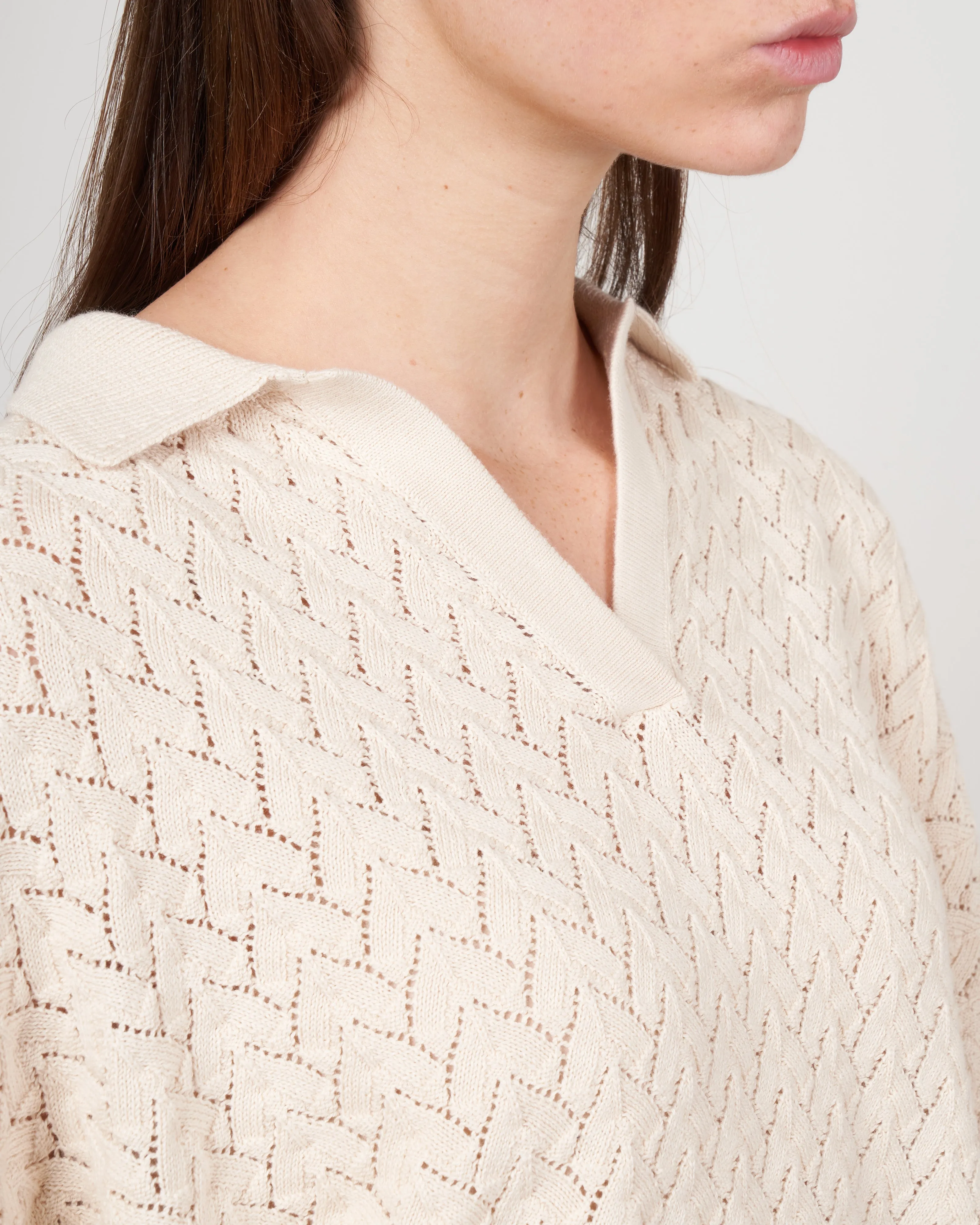 lace polo - ivory