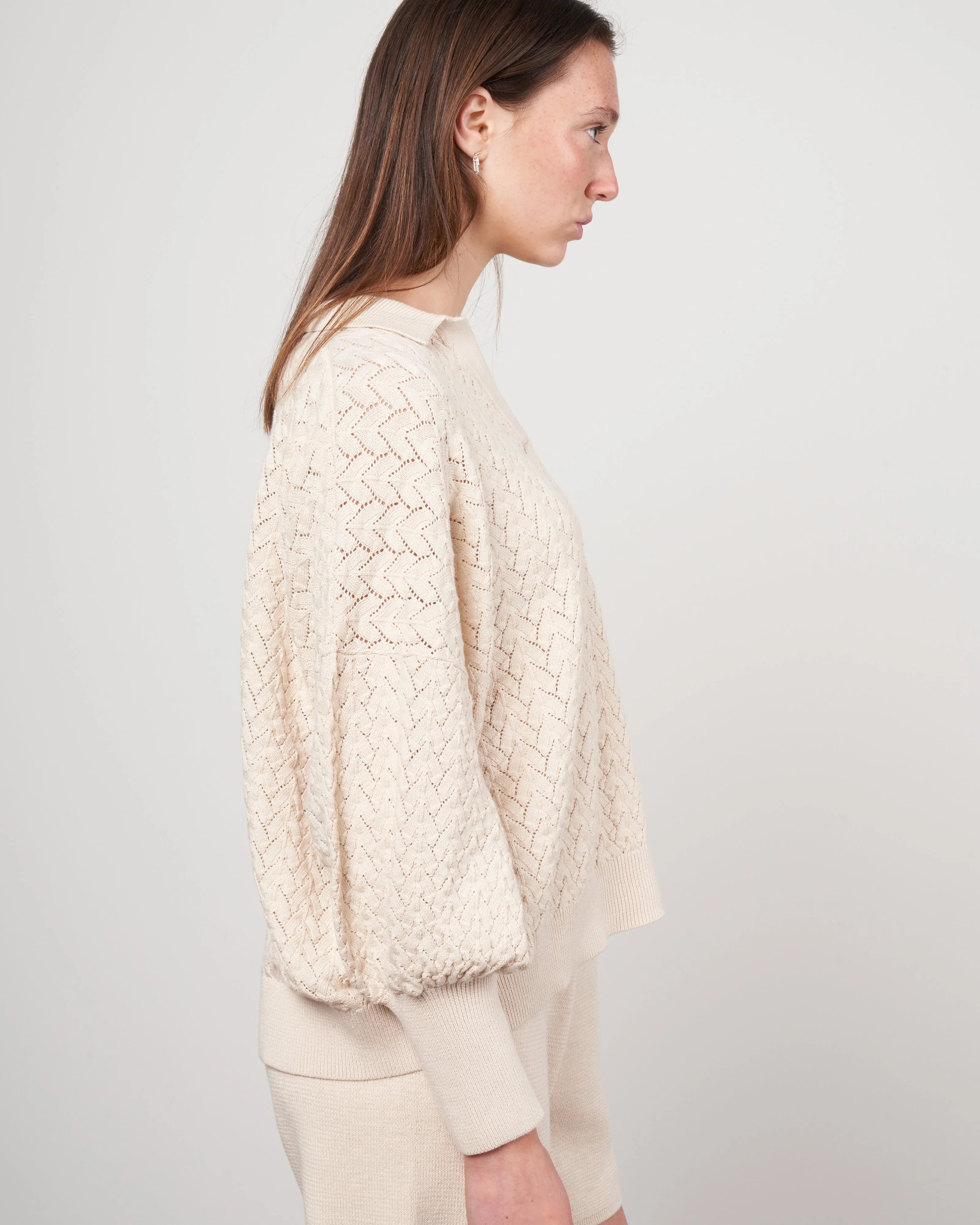 lace polo - ivory