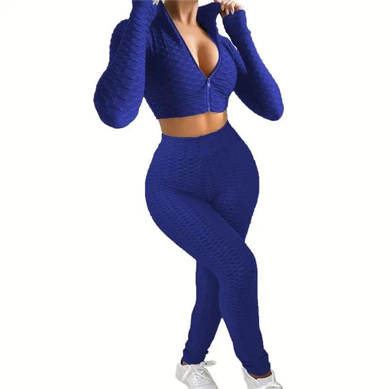 Lady Sportswear 2pcs Yoga Sport Suit Gym Fitness Set
