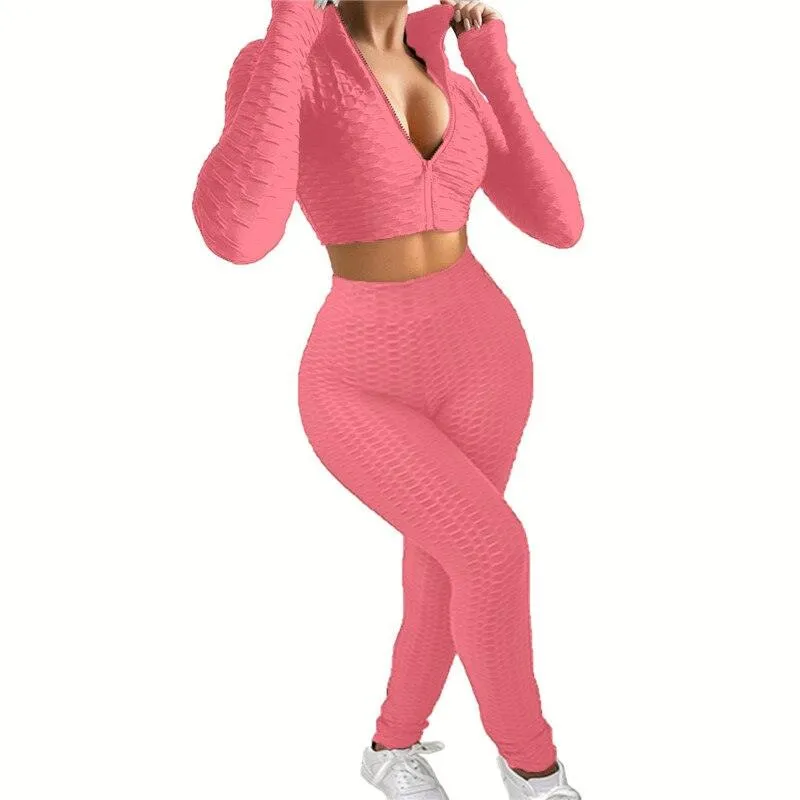 Lady Sportswear 2pcs Yoga Sport Suit Gym Fitness Set