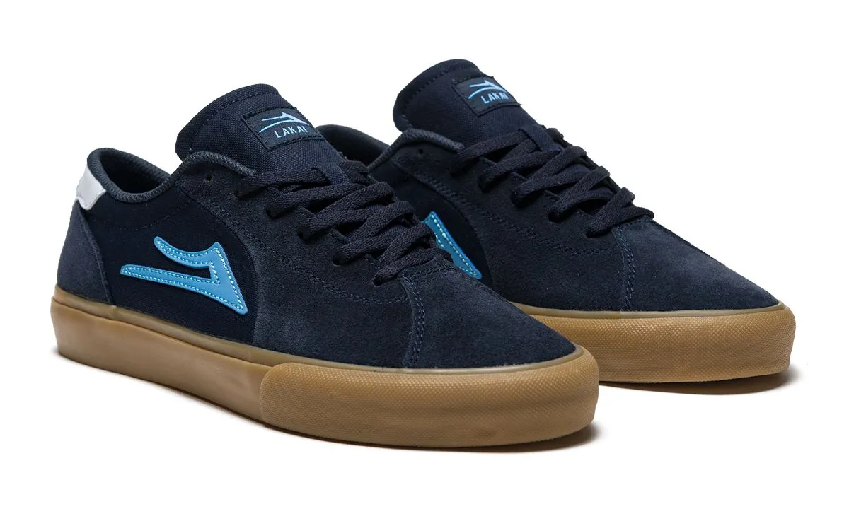 LAKAI SKATE SHOES: FLACO 11. Navy/Gum. Size 7,9