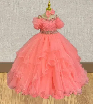 Little Child Pink Pageant Dress with Glitz Bodice