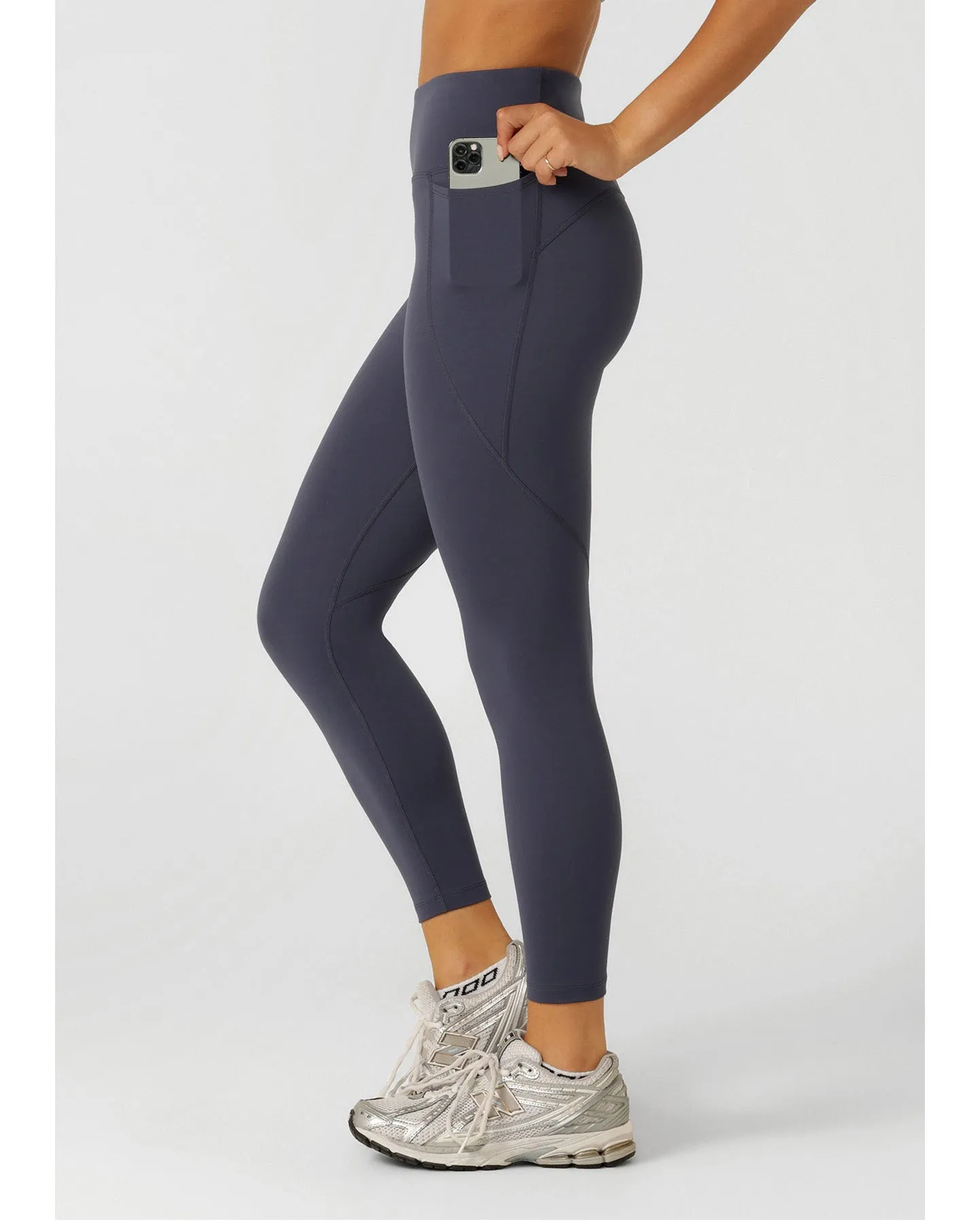 Lorna Jane Amy No Ride Phone Pocket Ankle Biter Tech Leggings - Ash Blue