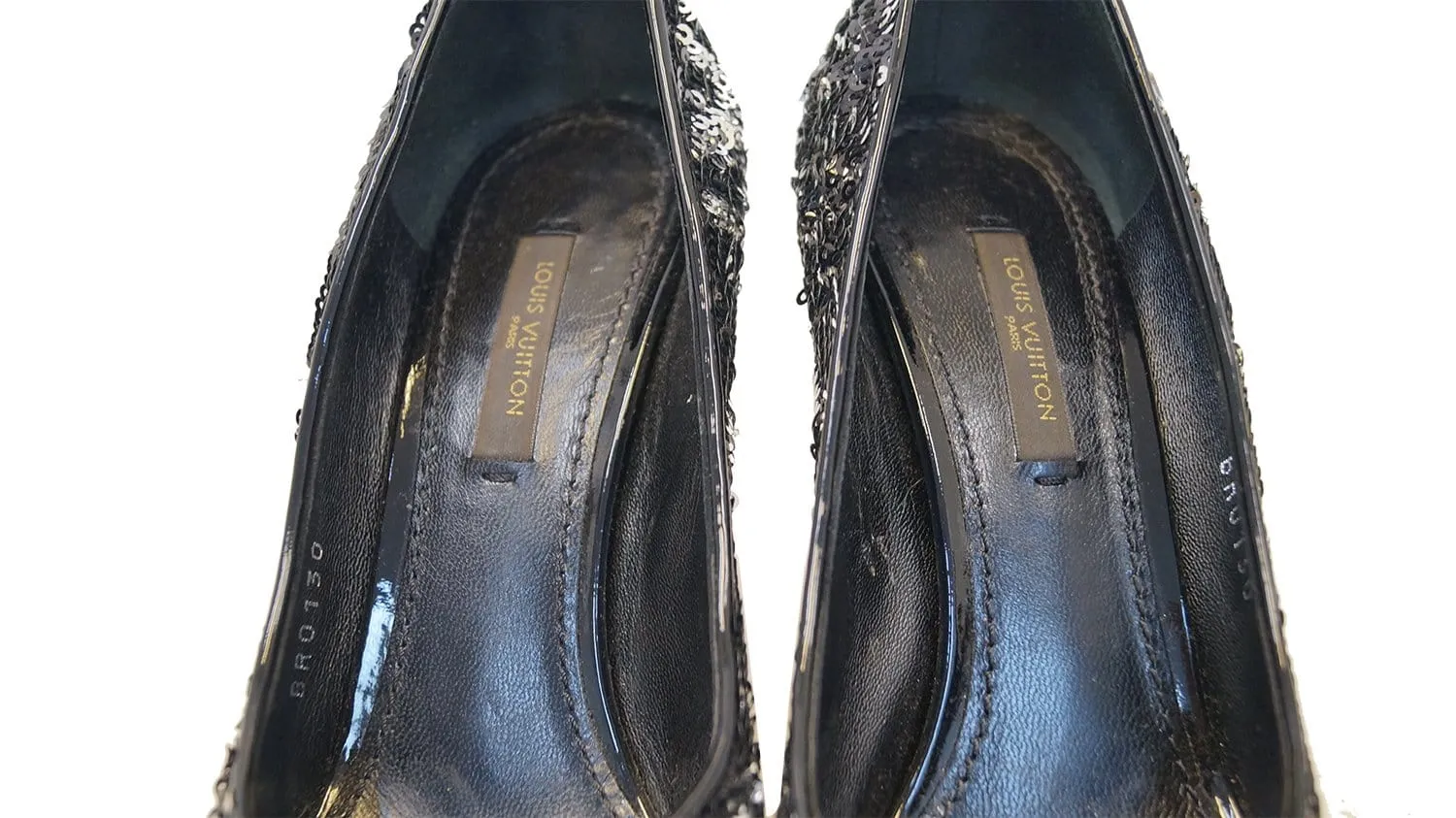 LOUIS VUITTON Black Sequin Liza Pumps Size 35.1/2 - Sale