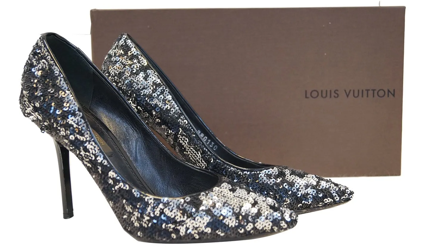 LOUIS VUITTON Black Sequin Liza Pumps Size 35.1/2 - Sale
