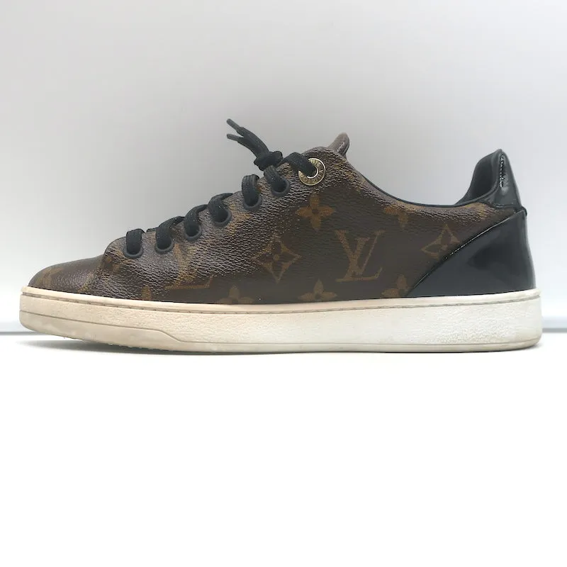 Louis Vuitton Frontrow Sneakers Brown Monogram Canvas & Black Patent Size 37