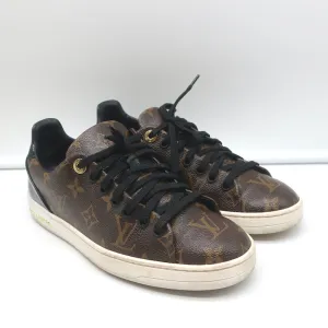 Louis Vuitton Frontrow Sneakers Brown Monogram Canvas & Black Patent Size 37